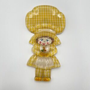 Vintage Holly Hobbie Lucite Acrylic Girl in‎ Yellow Wall Granny Core Decor 8"